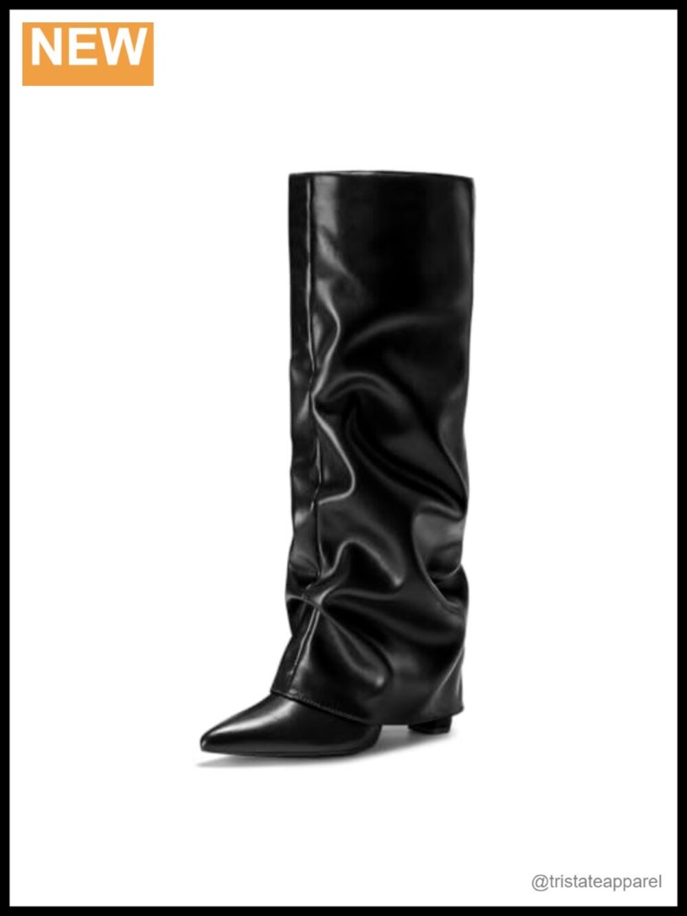 Knee High Slouch Boots Women Pull On Block Heel Pointed Toe Faux Suede PU